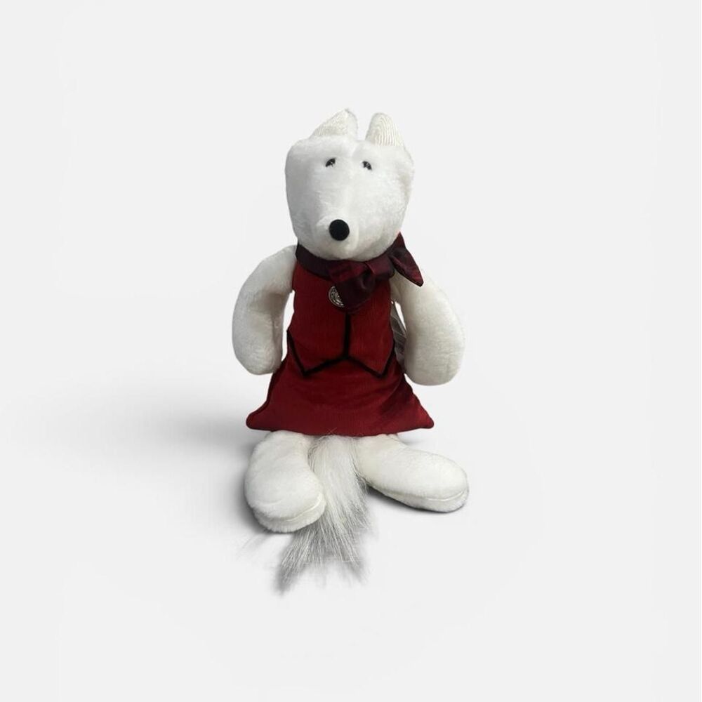 Cottagecore Vintage Woof & Poof Plaid Bow Fox Boy Plush
